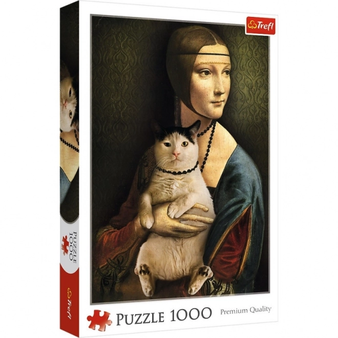 Puzzle 1000 Teile Dame mit Katze