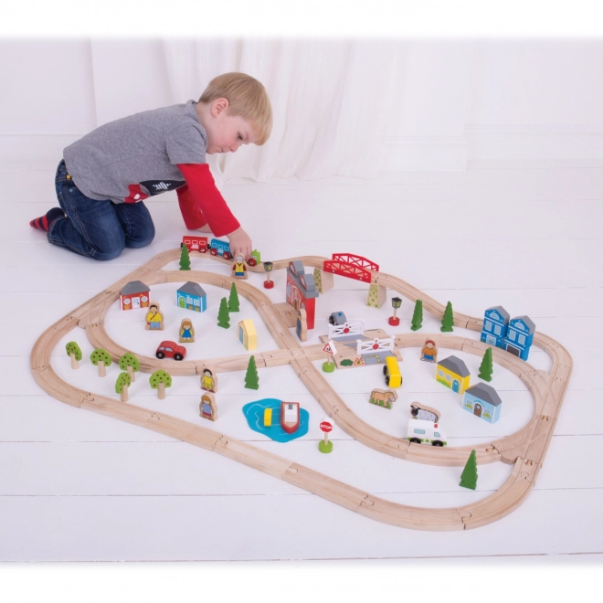 Bigjigs Rail Stadt- und Land-Holzeisenbahn 91 Teile