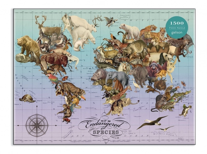 Puzzle Karte der bedrohten Arten 1500 Teile