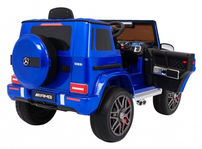 Mercedes AMG G63 für Kinder Blaue Farbe + Fernbedienung + MP3 LED + langsamer Start + EVA + Gurte