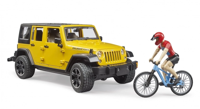 Jeep Wrangler Rubicon mit Radfahrer und Fahrrad von Bruder