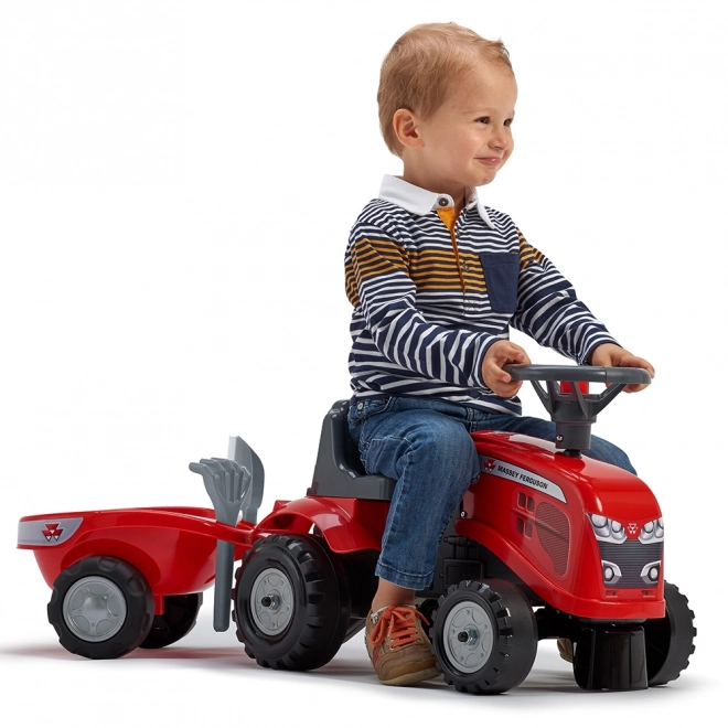 Rutschtraktor Massey Ferguson rot mit Lenkrad und Anhänger