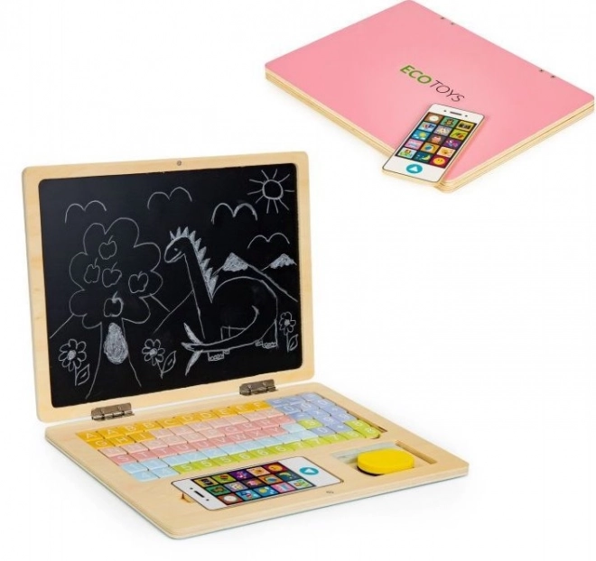 Holz-Magnet-Lern-Laptop mit Telefon und Buchstaben ECOTOYS