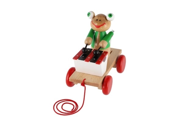 Bunte Holz-Ziehtier Frosch mit Xylophon