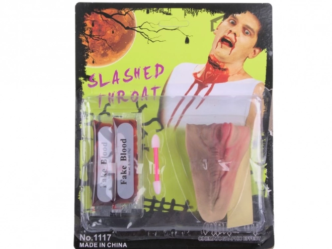 Fake Halswunde mit Blut für Halloween