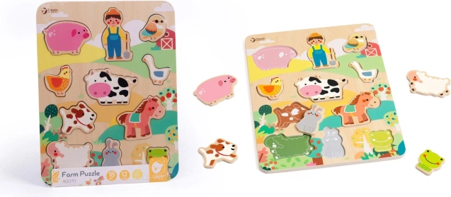 Classic World Holzpuzzle Bauernhof – Tiere zuordnen