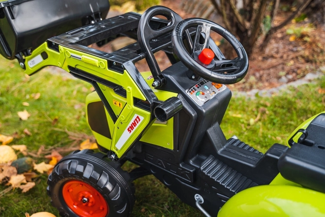Trettraktor Claas Axos mit Front- und Heckschaufel + Anhänger