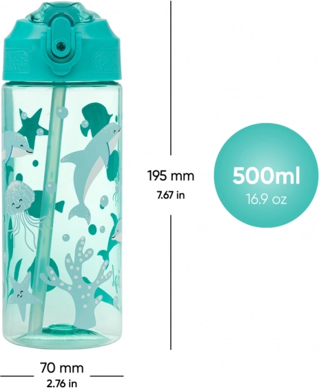 Tritan-Flasche mit Strohhalm Ozeandesign 500 ml