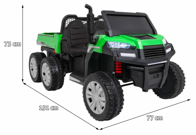 Bauernfahrzeug für 2 Kinder Grün + 4x4 + Fernsteuerung + Kipper + LED Audio