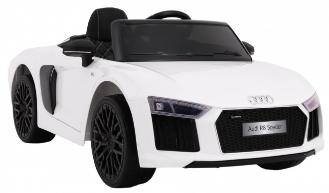 Audi R8 Spyder Batterie Weiß + Fernbedienung + EVA + Langsamer Start + Radio MP3 + LED-Diode