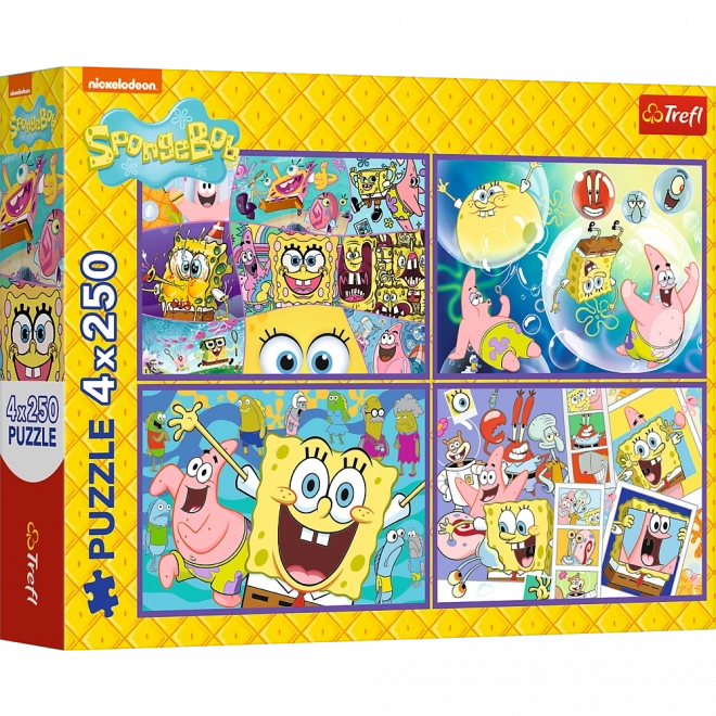 Puzzle 4x250 Verrückte Welt von Sponge Bob