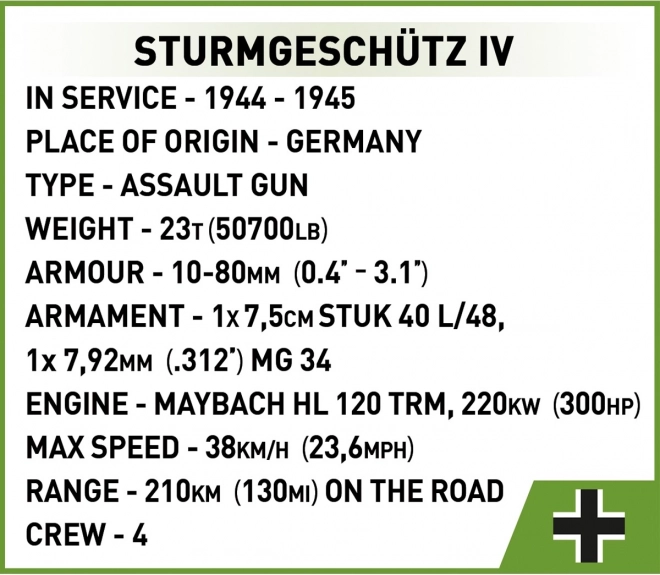 Cobi II. Weltkrieg Sturmgeschütz IV Modell