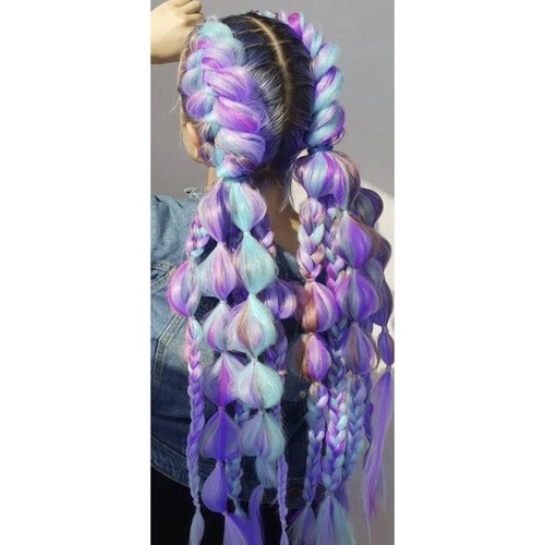 Synthetische Haarverlängerung Ombre Blau/Violett