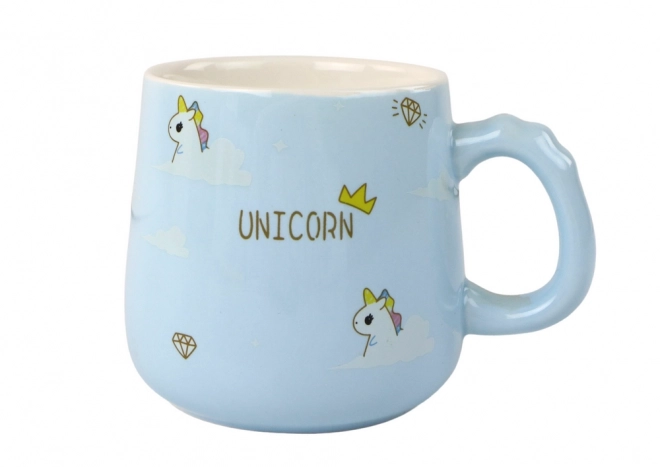 Keramik Einhorn Tasse mit Löffel und Deckel