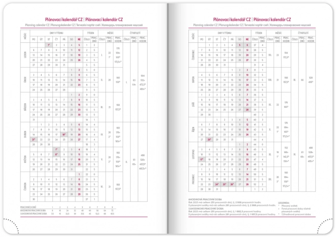 Notique Wochenkalender Neo Aprint 2025, Rosa, 15 x 21 cm