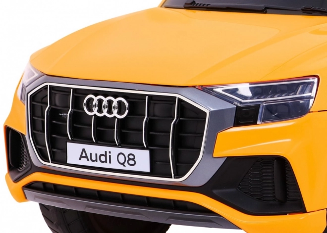 Audi Q8 Kinderwagen Gelb + Fernbedienung + EVA + Langsamer Start + MP3 USB + LED-Leuchte