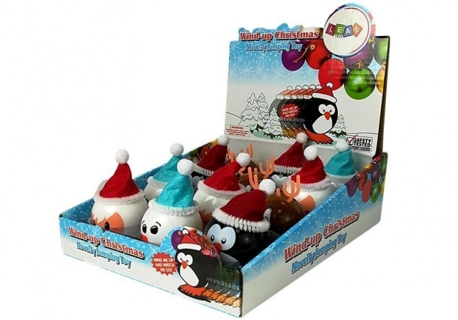 Weihnachtliches Aufziehspielzeug-Set mit Pinguin, Rentier, Schneemann und Weihnachtsmann