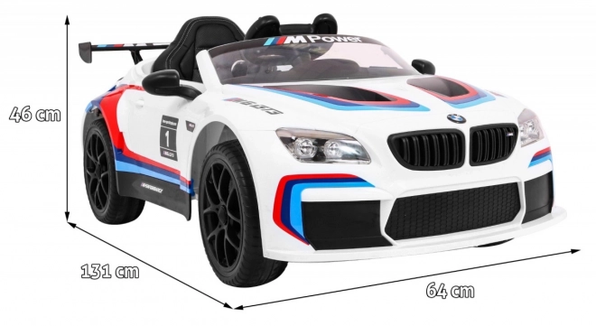 BMW M6 GT3 Kinderauto mit Batterie Weiß + Belüftung + MP3 Sounds Lichter + Fernsteuerung