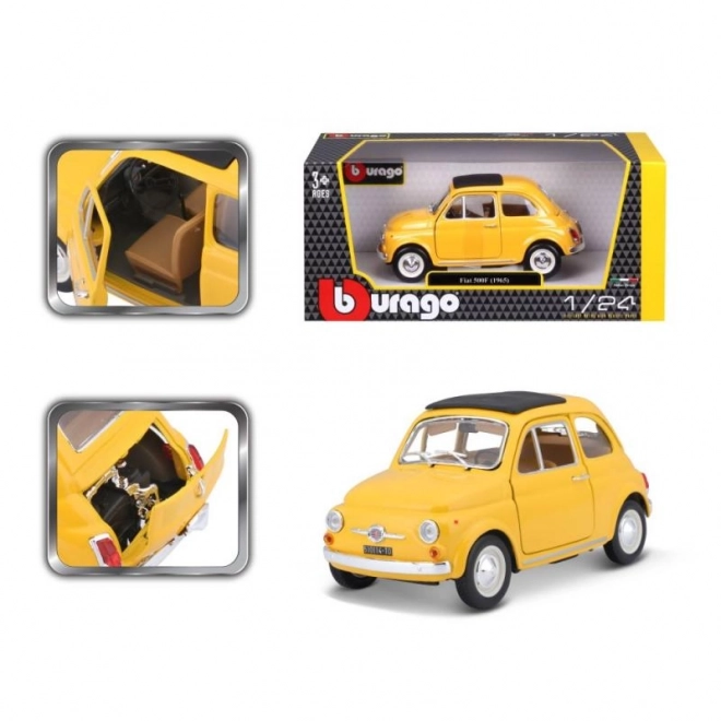 Klassischer Fiat 500 F Modellauto Gelb