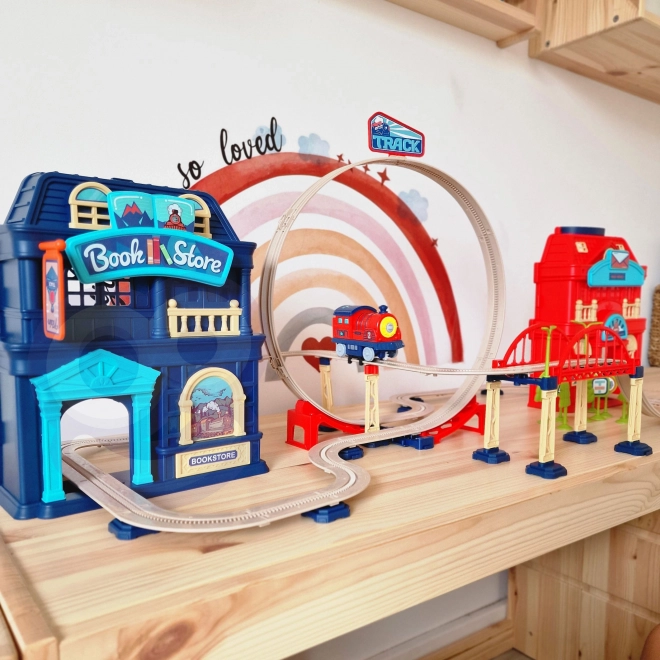 Woopie elektrische eisenbahn 2-in-1 faltbar in einem koffer 87 teile - 3,5 m länge