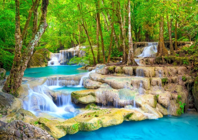 Enjoy Puzzle Türkiser Wasserfall Thailand 1000 Teile