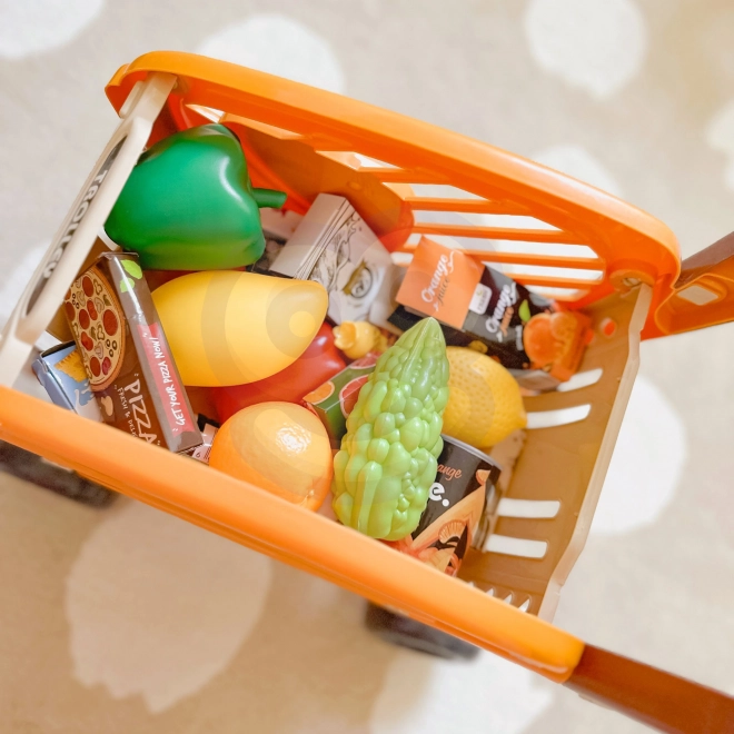 Einkaufswagen für Kinder mit beweglichen Teilen und 42 Accessoires