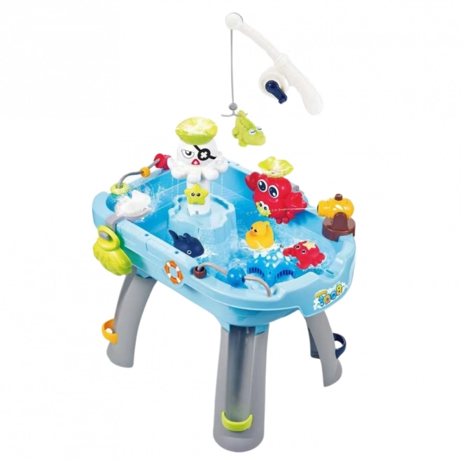 Interaktiver Wasserspieltisch mit Angelzubehör