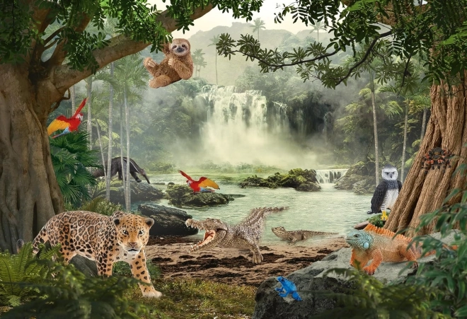 Schmidt Puzzle Schleich Im Regenwald 100 Teile mit Schleich Figur