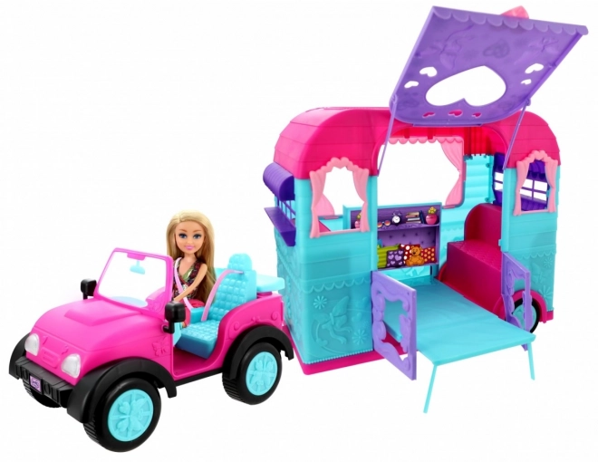 Sparkle Girlz Puppen-Jeep mit Wohnwagen