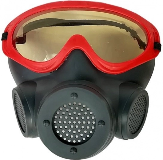 Realistische Maske mit integrierter Schutzbrille