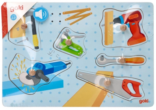 Goki Holzpuzzle mit Geräuschen Werkzeug