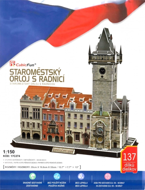 3D Puzzle Prager Rathausuhr mit Rathaus