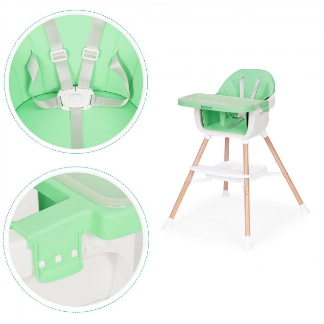 2-in-1 Hochstuhl für Kinder, grün, Ecotoys