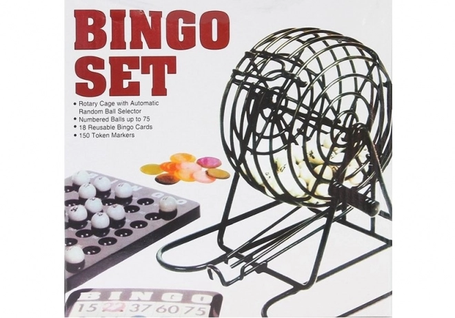 Familienbingo-Spiel mit Metall-Lottobehälter