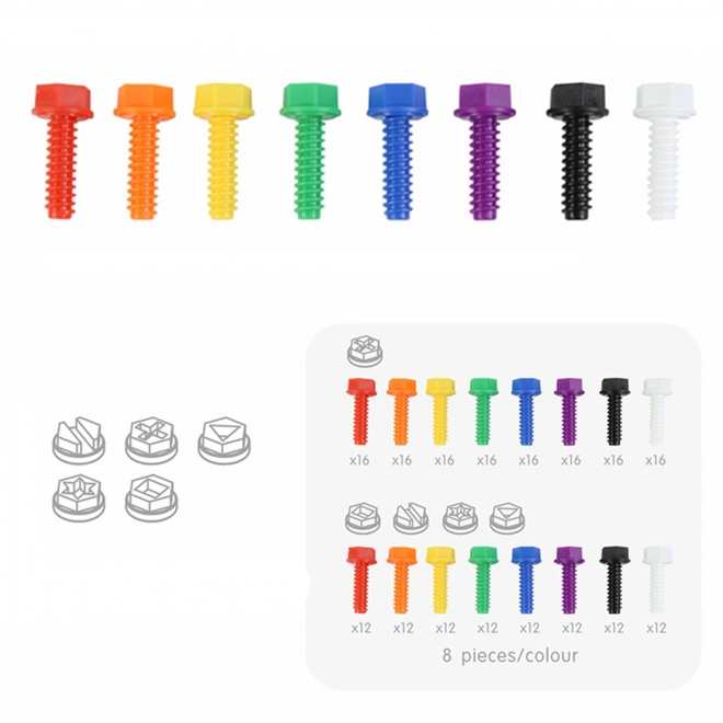 Bunte Schrauben für die Masterkidz Kreativtafel