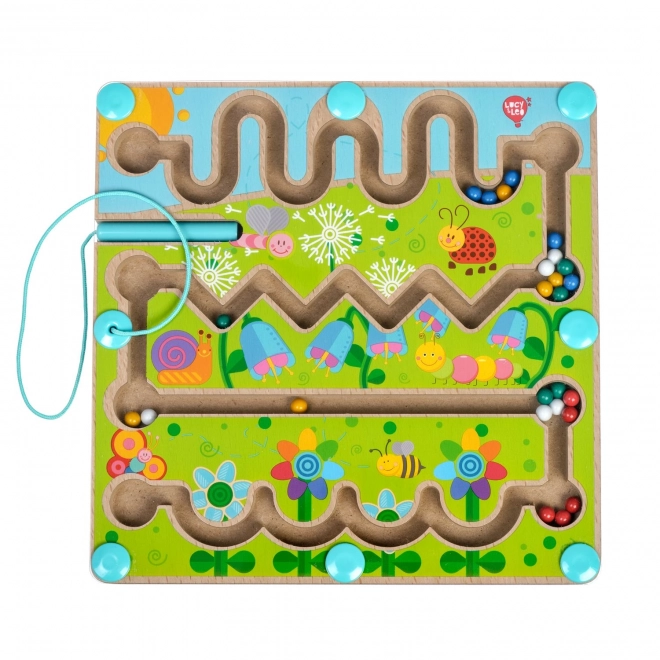 Lucy & Leo - Holzlabyrinth mit magnetischem Stift Blumen