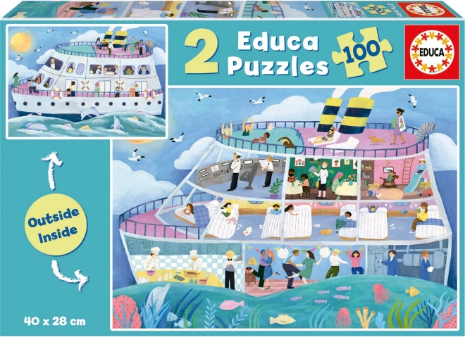 Educa Puzzle Tourenschiff - Außen und Innen 2x100 Teile