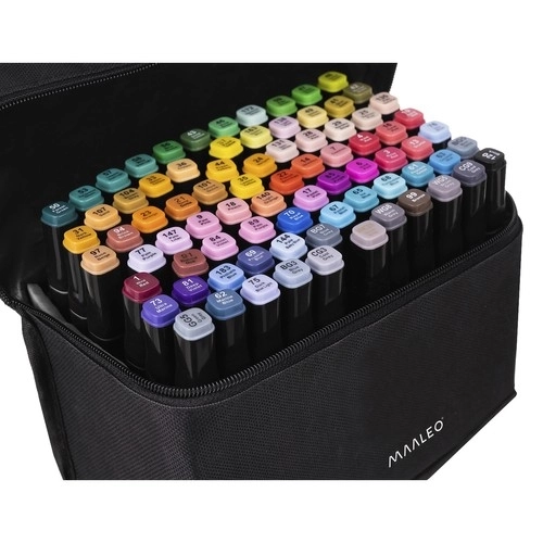 Doppelseitige Alkoholmarker 80er Set mit Tasche und Organizer