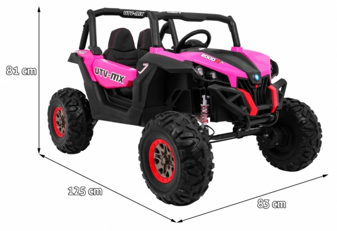 Kinderwagen SuperStar rosa + Antrieb 4x4 + Fernbedienung + Kofferraum + MP3 LED + Türschloss