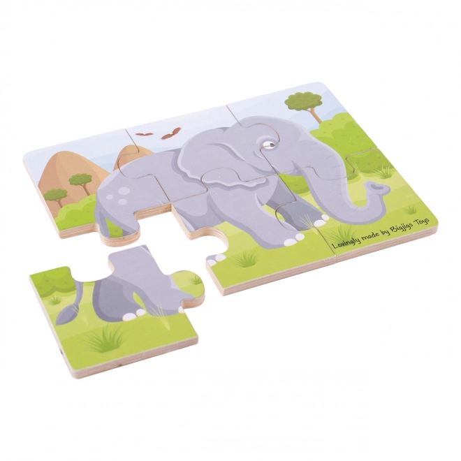 Bigjigs Toys Safari Tiere Holzpuzzles 3-in-1