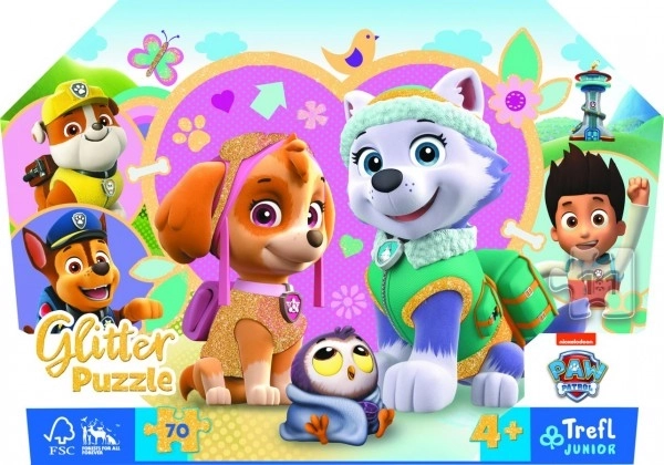 Glitzerpuzzle 70 Teile im Koffer: Niedliche Skye und Everest