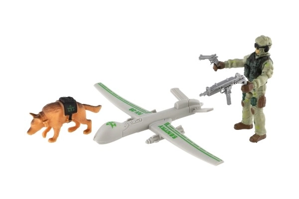 Militär-Set mit Drohne, Soldat und Hund