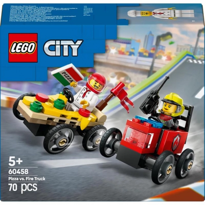 Lego City Rennautos Pizza gegen Feuerwehrauto