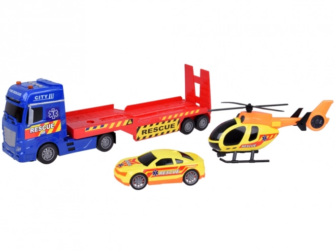 Rettungsfahrzeug-Set mit Hubschrauber und Auto