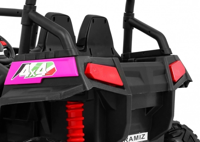 Kinder-Geländebuggy Grand Lift rosa + Allradantrieb + Fernbedienung + Gepäckträger + Radio MP3 + LED Leuchte