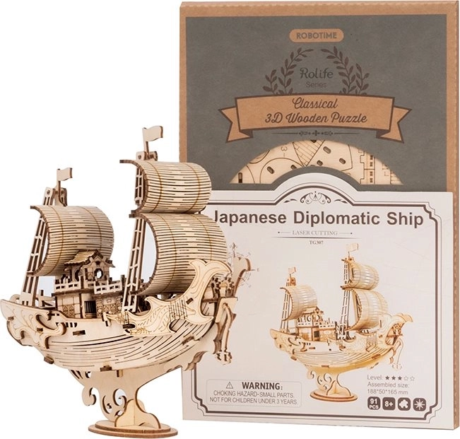 RoboTime 3D Holzpuzzle Japanische Segelschiff