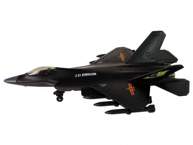 Schwarzes Reibungsmodellflugzeug 1:72