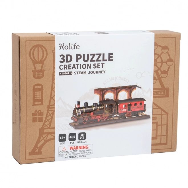 3D Holzpuzzle Vintage Dampflokomotive