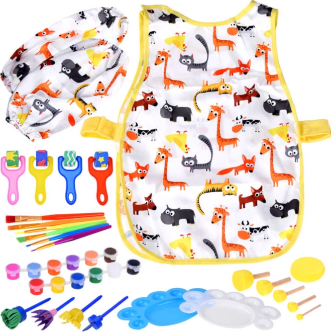 Bunte Schürze mit Tiermotiven