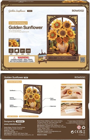 RoboTime 3D Holzpuzzle Goldene Sonnenblume